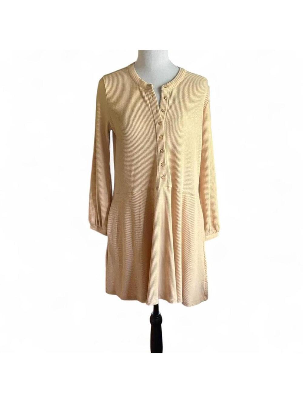 Flawless beige long sleeve button up dress Size XS